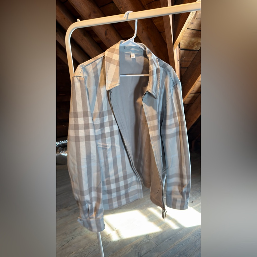 Burberry Beige and Gray Check Jacket